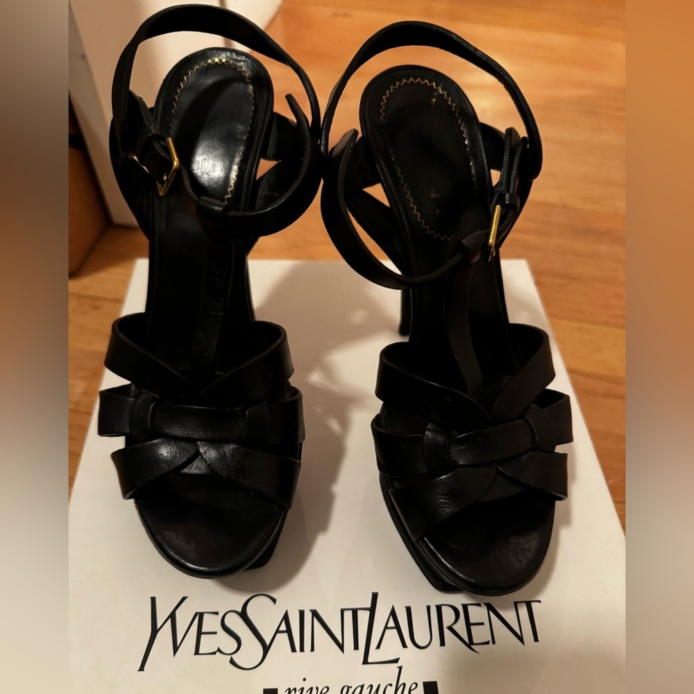 Yves Saint Laurent tribute platform Black Heels sandal 36.5